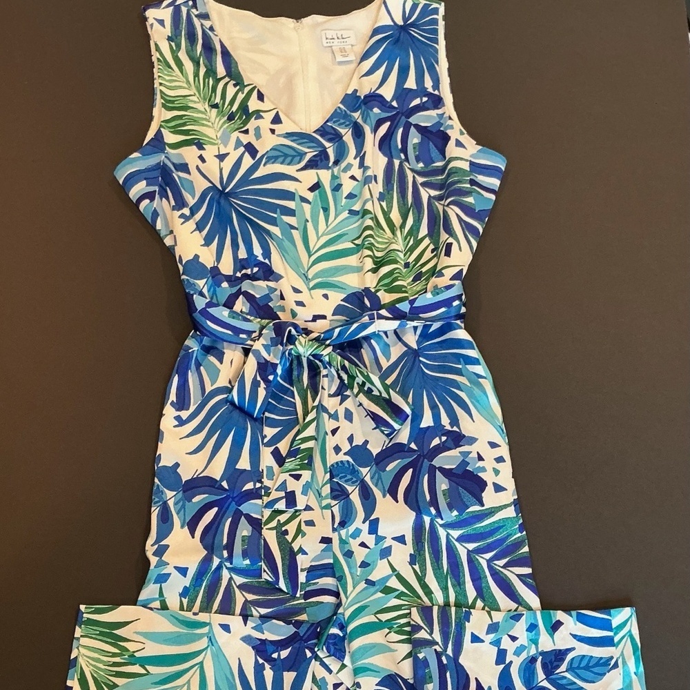 Nicole Miller New York Tropical Print Wide Leg Jumpsuit Size 12
